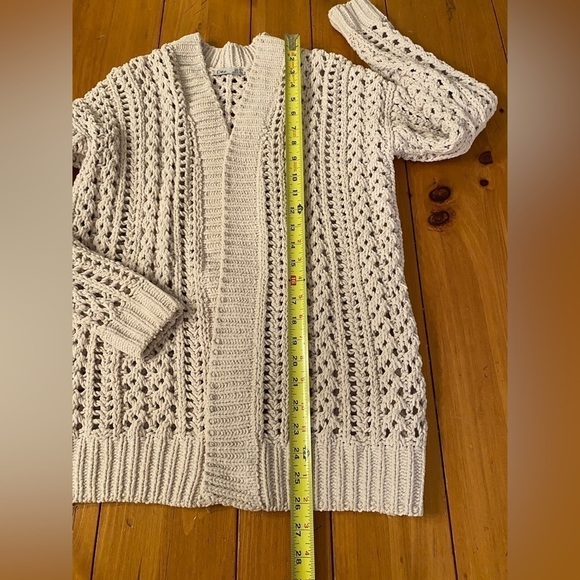 Dex Crocheted 3D Knit Cream Color Open Front Women’s Cardigan Size XS - Picture 11 of 13